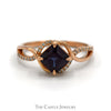 Square Cut Alexandrite Ring with Diamond Accented Split Shank Sides in 14k Rose Gold - Thumbnail 1