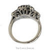 1cttw Three Stone Diamond Ring with Double Halo and Split Shank Sides in 10k White Gold - Thumbnail 2