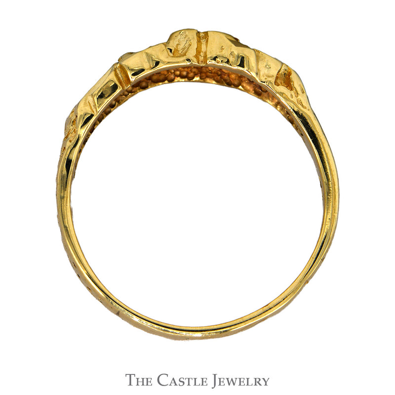 Textured Nugget Designed Ring in 10k Yellow Gold