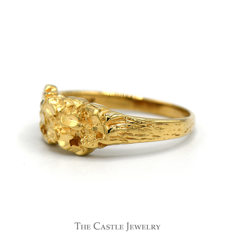 Textured Nugget Designed Ring in 10k Yellow Gold