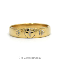 Illusion Set Diamond Accented Etched Cross Band in 10k Yellow Gold