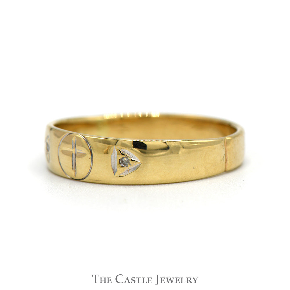 Illusion Set Diamond Accented Etched Cross Band in 10k Yellow Gold