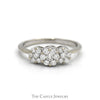 1/2cttw Triple Flower Diamond Cluster Ring in 14k White Gold - Thumbnail 1