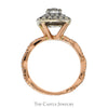 1cttw Round Diamond Solitaire Engagement Ring with Double Diamond Halo and Accented Sides in 10k Rose Gold - Thumbnail 2