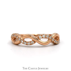 Diamond Accented Twisted Infinity Style Band in 14k Rose Gold