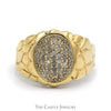 Oval Shaped Diamond Cluster Ring with Nugget Style Sides in 10k Yellow Gold - Thumbnail 1