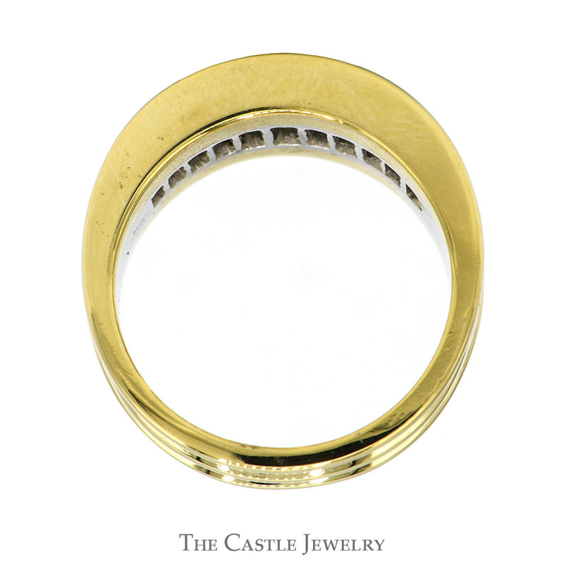 Two Toned Men's 1.25cttw Baguette Cut Diamond Band i n 18k Yellow & White Gold