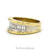 Two Toned Men's 1.25cttw Baguette Cut Diamond Band i n 18k Yellow & White Gold - Thumbnail 3
