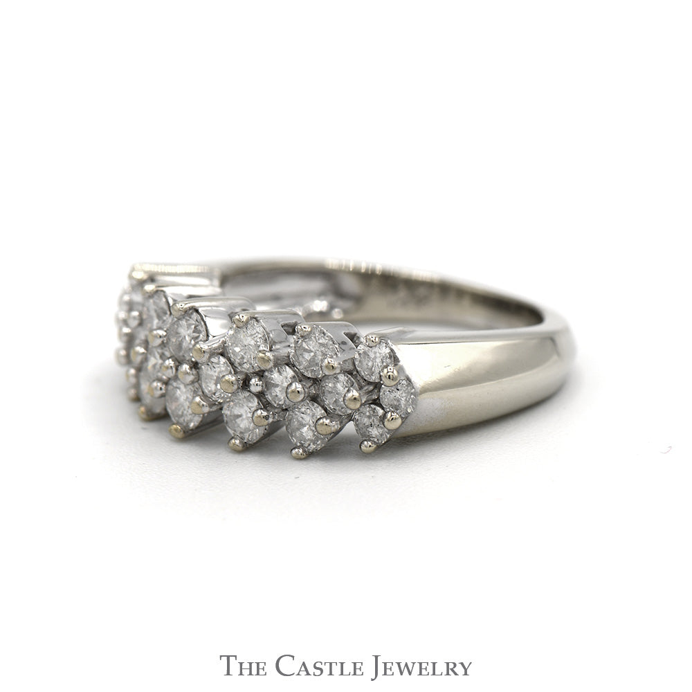 1cttw Round Diamond Cluster Band in 14k White Gold