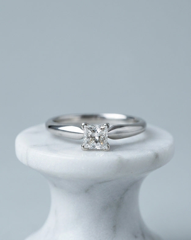 0.55ct Princess-Cut Diamond 4-Prong Solitaire Engagement Ring in 14k White Gold