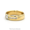 Bezel Set Diamond Solitaire Men's Ring with Channel Set Diamond Accents in 14k Yellow Gold - Thumbnail 3