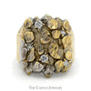 Nugget Style Ring with Cubic Zirconia Accents in 14k Two Tone White & Yellow Gold - Thumbnail 1
