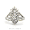 14k white gold marquise-shape diamond cluster ring — top view - Thumbnail 1