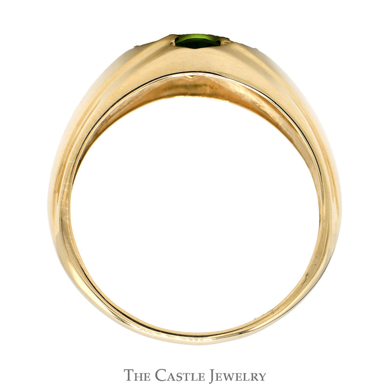 Oval Green Tourmaline Ring with Diamond Accents in 10k Yellow Gold