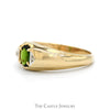 Oval Green Tourmaline Ring with Diamond Accents in 10k Yellow Gold - Thumbnail 3