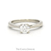 1/2ct Round Brilliant Cut Diamond Solitaire Engagement Ring in 10k White Gold 4 Prong Cathedral Mounting - Thumbnail 1