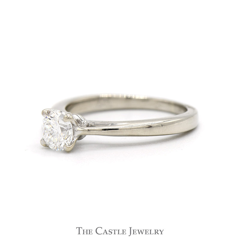 1/2ct Round Brilliant Cut Diamond Solitaire Engagement Ring in 10k White Gold 4 Prong Cathedral Mounting