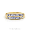 Double Row Channel Set Round Tanzanite Band in 14k Yellow Gold - Thumbnail 1