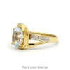 Oval Cut Aquamarine Ring with Channel Set Diamond Accented Sides in 10k Yellow Gold Swirled Bypass Mounting - Thumbnail 3