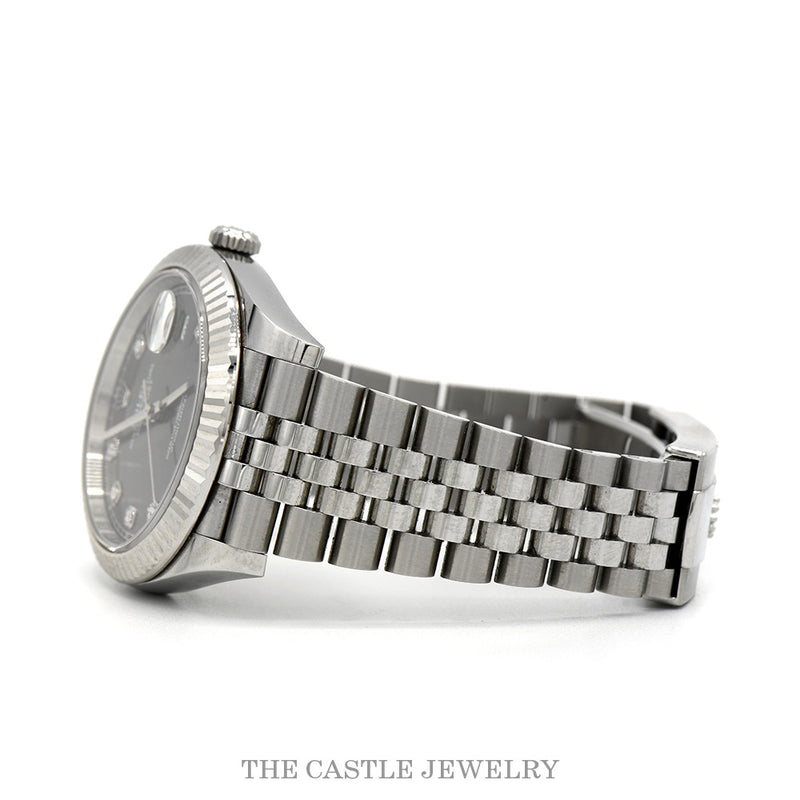 41mm Rolex Datejust 126334 with Gray Slate Diamond Dial and Jubilee Band in Stainless Steel