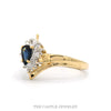 Pear Cut Sapphire Ring with Illusion Set Diamond Halo in 14k Yellow Gold - Thumbnail 3