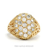 Oval 1.75cttw 19 Round Diamond Kentucky Cluster Ring with Open Filigree Sides in 14k Yellow Gold - Thumbnail 1