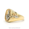 Side profile of the 14k two-tone Masonic ring showing fraternal shoulder emblems - Thumbnail 2