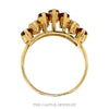 Front-facing view of the 14k yellow gold ruby and diamond multi-row ring - Thumbnail 3