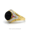 Side profile of the 14k yellow gold black onyx ruby ring - Thumbnail 2