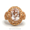 14k rose gold oval morganite ring with diamond filigree halo — top view - Thumbnail 1