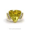 14k yellow gold trillion lemon ice quartz ring with diamond sides — top view - Thumbnail 1
