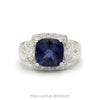 14k white gold cushion cut tanzanite ring with diamond halo — top view - Thumbnail 1