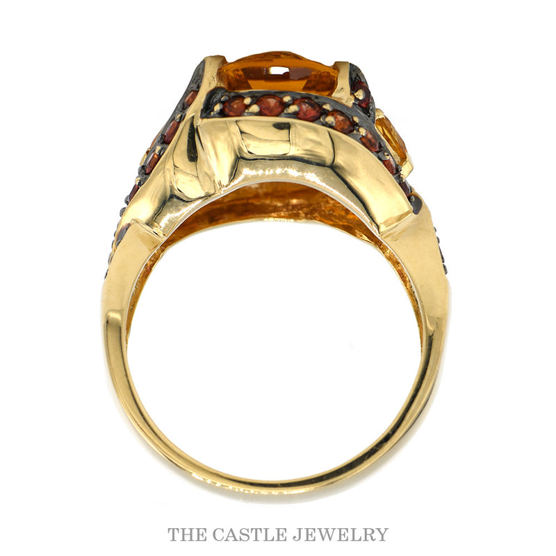 Front-facing view of the 14k yellow gold oval citrine cocktail ring