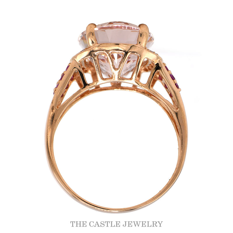 Front-facing view of the 14k rose gold oval morganite ring