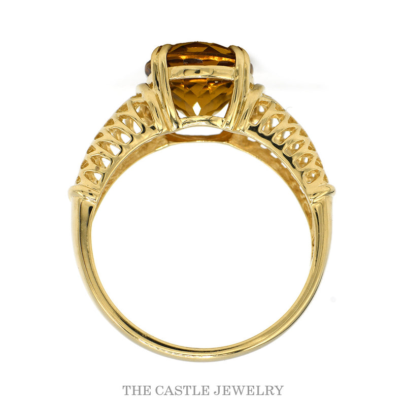 Front-facing view of the 14k yellow gold oval citrine ring