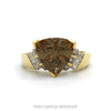 14k yellow gold trillion tourmaline ring with diamond sides — top view - Thumbnail 1