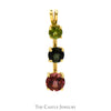 Three Stone Peridot, Blue Tsavorite & Rhodalite Garnet Pendant in 14k Yellow Gold - Thumbnail 1