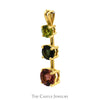 Three Stone Peridot, Blue Tsavorite & Rhodalite Garnet Pendant in 14k Yellow Gold - Thumbnail 2
