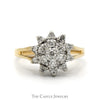 Flower Shaped Diamond Cluster Ring with Split Shank Sides in 14k Yellow Gold - Thumbnail 1