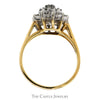 Flower Shaped Diamond Cluster Ring with Split Shank Sides in 14k Yellow Gold - Thumbnail 2