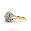 Flower Shaped Diamond Cluster Ring with Split Shank Sides in 14k Yellow Gold - Thumbnail 3