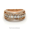 Graduated 3/4cttw Diamond Band with Diamond Accented Twisted Bars in 14k Rose Gold - Thumbnail 1