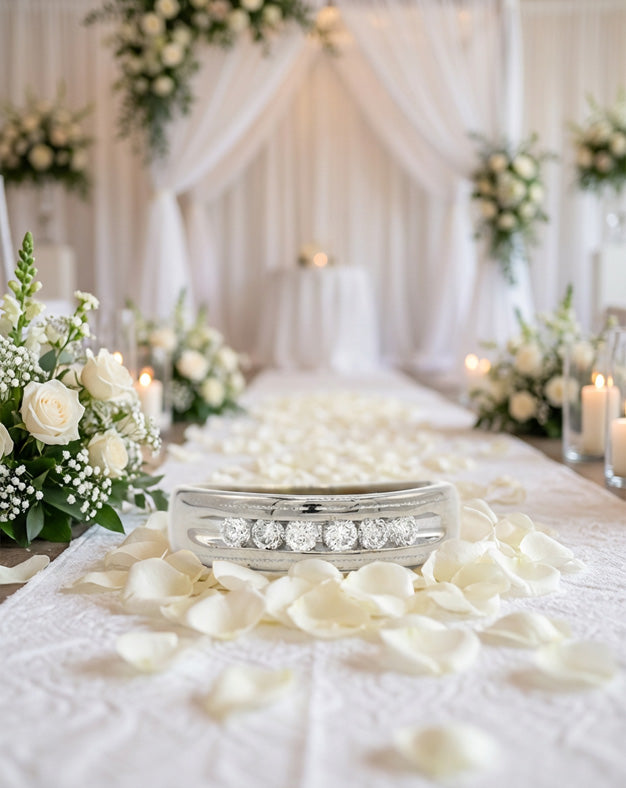 Channel Set 6 Round Diamond Wedding Band in 14k White Gold