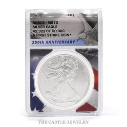 2026 American Silver Eagle 1 oz .999 Silver ANACS MS70 First Strike - 250th Anniversary Label #49322