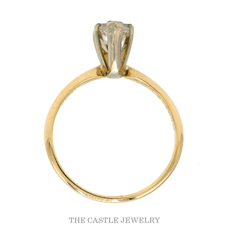 1ct Marquise Cut Diamond Solitaire Engagement Ring in 14k Yellow Gold 6 Prong Mounting