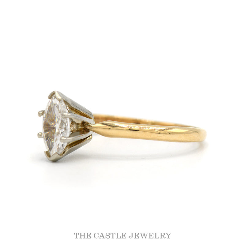 1ct Marquise Cut Diamond Solitaire Engagement Ring in 14k Yellow Gold 6 Prong Mounting