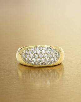 Oval Shaped 1/2cttw Diamond Cluster Ring with Polished Sides in 18k Yellow Gold