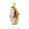 Side profile of the 18k yellow gold shell cameo showing bail and depth of carving - Thumbnail 2