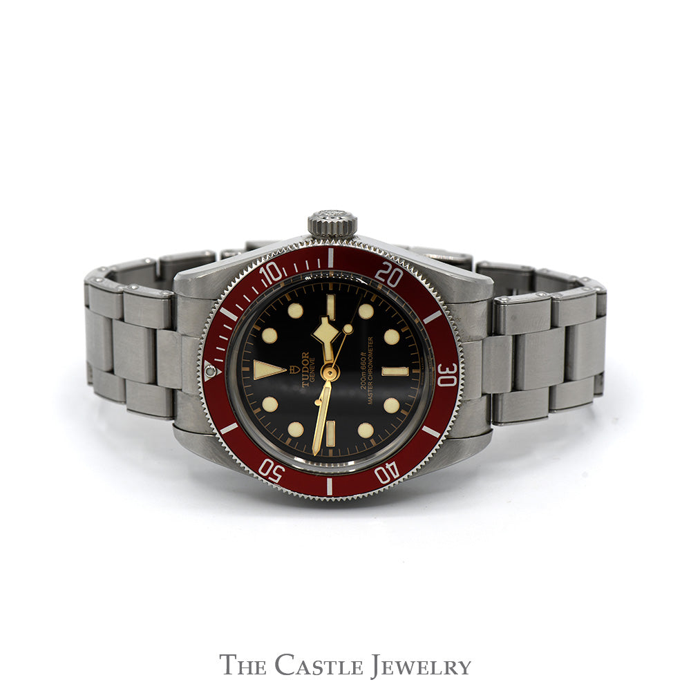 TUDOR Black Bay 41mm Luxury Watch M7941A1A0RU with Red Bezel & Box and Extras