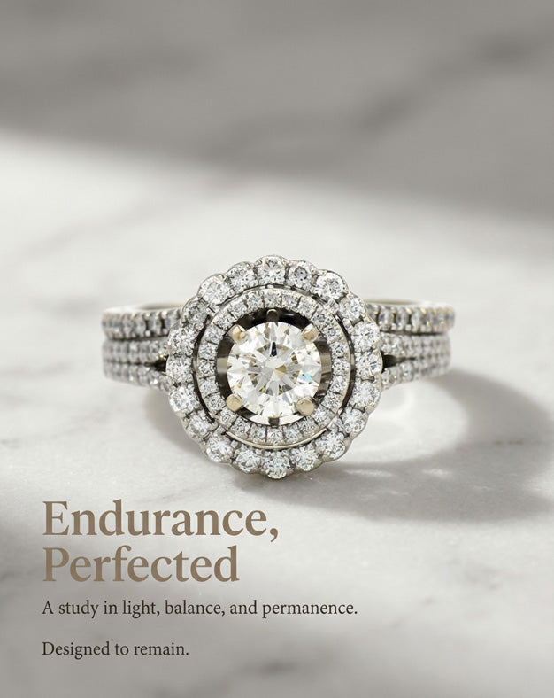 Vera Wang 14K White Gold 2.10cttw Diamond Double Halo Engagement Ring Set — lifestyle photography